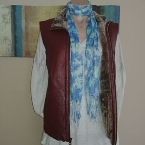 Blue Palm Tree Pattern Fringe Scarf Belt